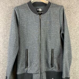 New Era Full Zip Sweater Jacket Womens Size M Microsoft Gray/Black